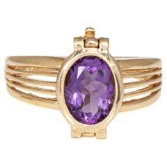Bague interchangeable vintage en or jaune 10 carats avec améthyste, citrine et topaze, taille 7