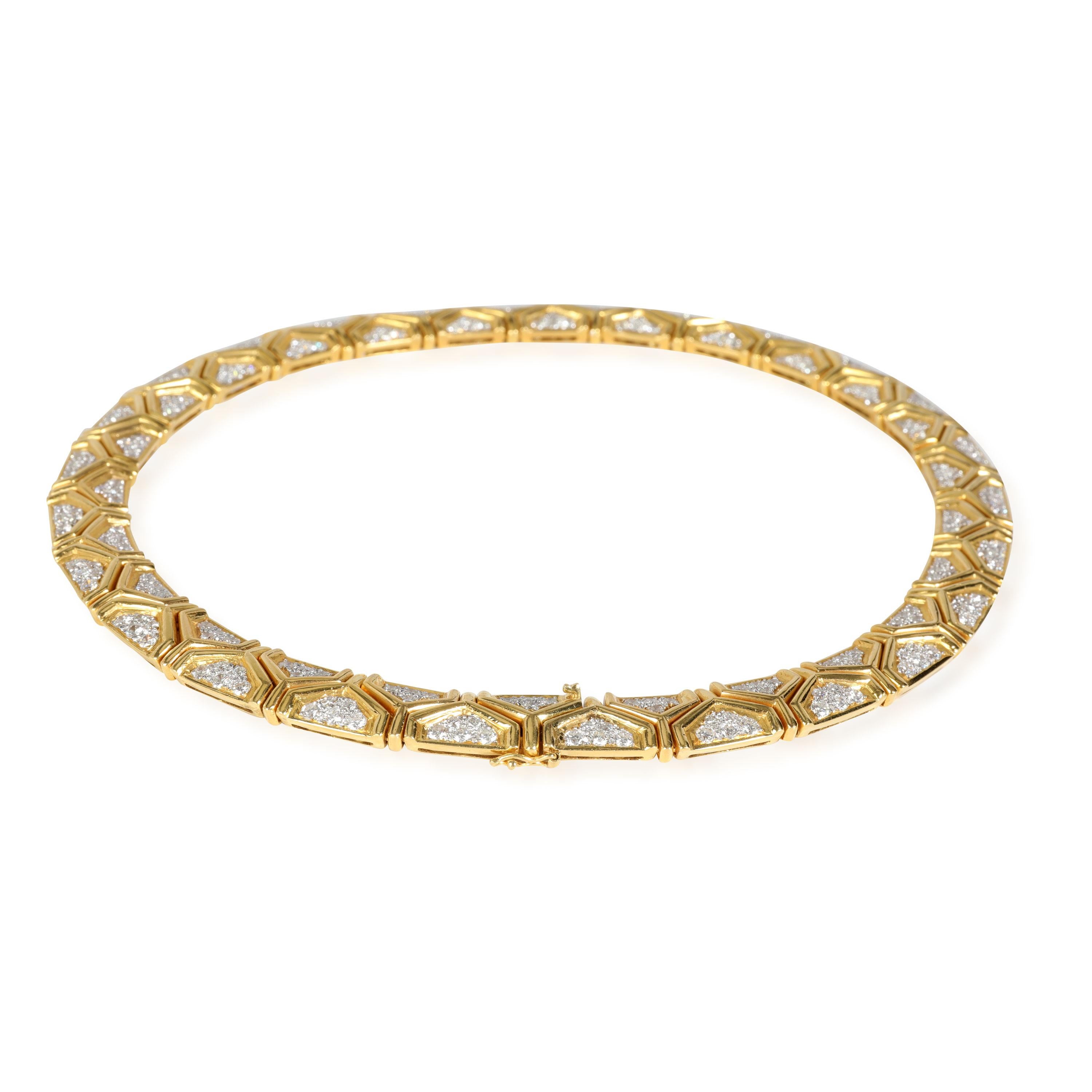 Vintage Interlocking Diamond Choker Collar Necklace in 18K Yellow Gold ...