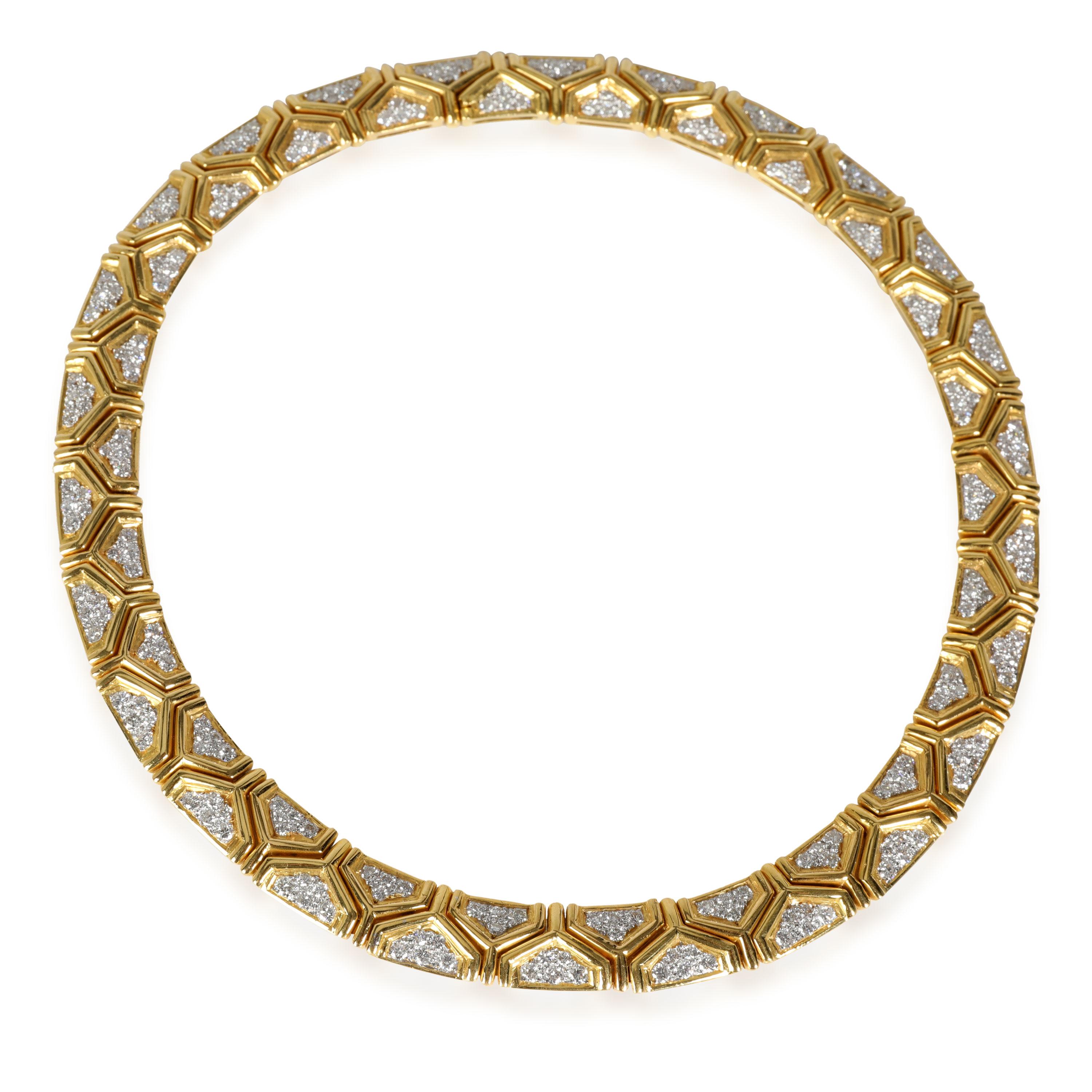Vintage Interlocking Diamond Choker Collar Necklace in 18K Yellow Gold ...