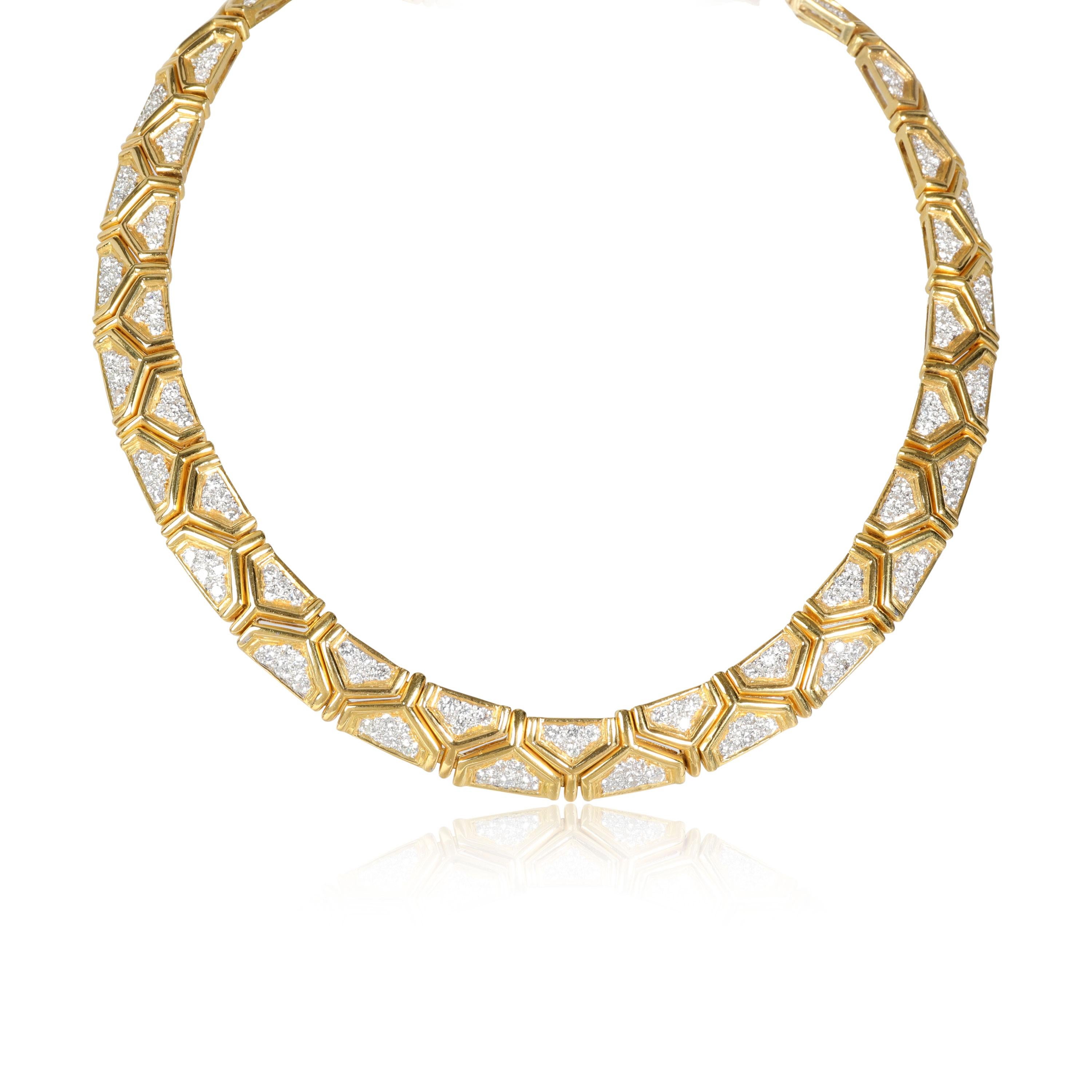 Vintage Interlocking Diamond Choker Collar Necklace in 18K Yellow Gold ...