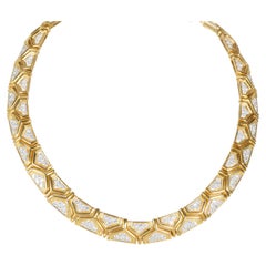 Vintage Interlocking Diamond Choker Collar Necklace in 18K Yellow Gold 10.00 CTW