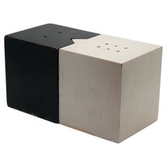 Vintage Interlocking Salt and Pepper Shakers, Mid-Century Wood Design