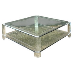Vintage Interlude Home Lucite Coffee Table With Inset Glass