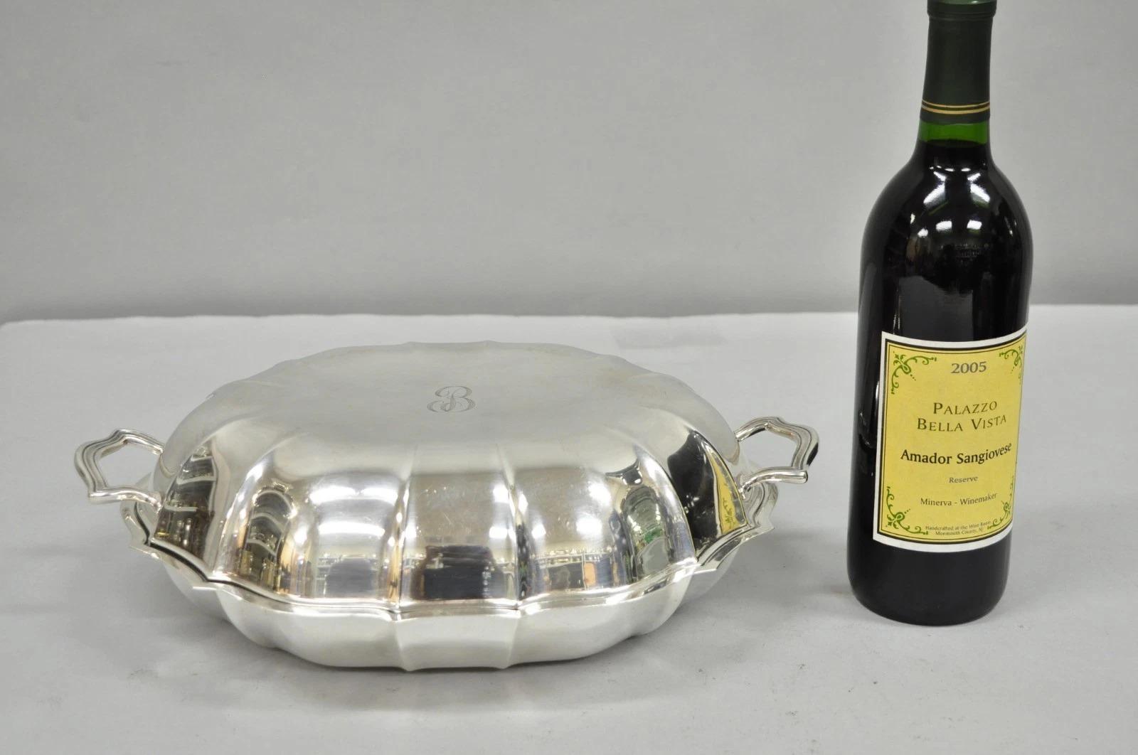 Vintage International Silver Co Chippendale Plato cubierto con monograma 