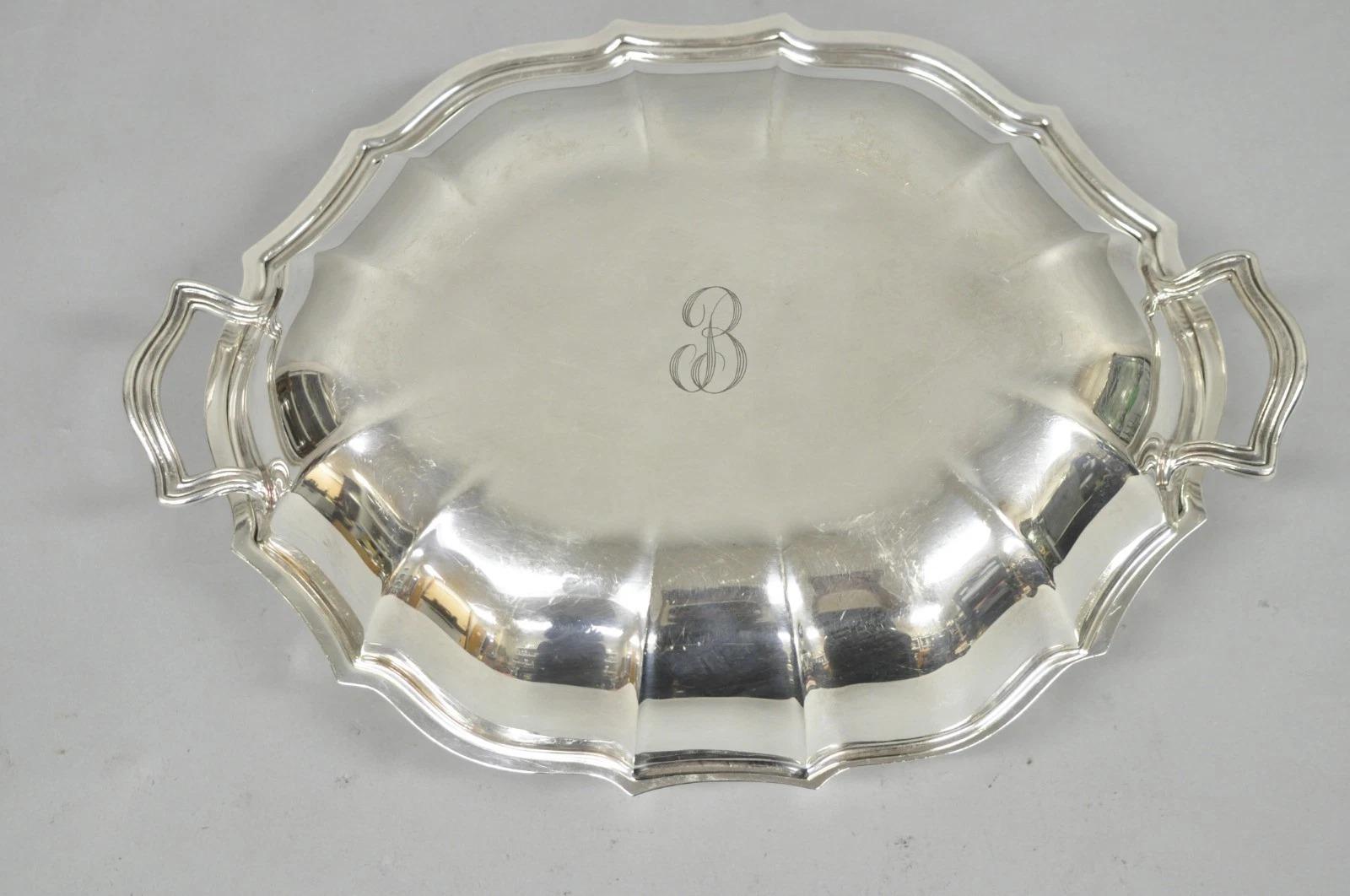 Vintage International Silver Co Chippendale Plato cubierto con monograma 
