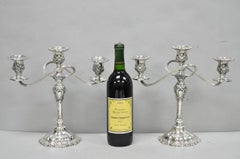Vintage International Silver Co Countess Candelabra plaqué argent à 3 bras - Paire