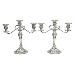 Vintage International Silver Co Countess Candelabra plaqué argent à 3 bras - Paire