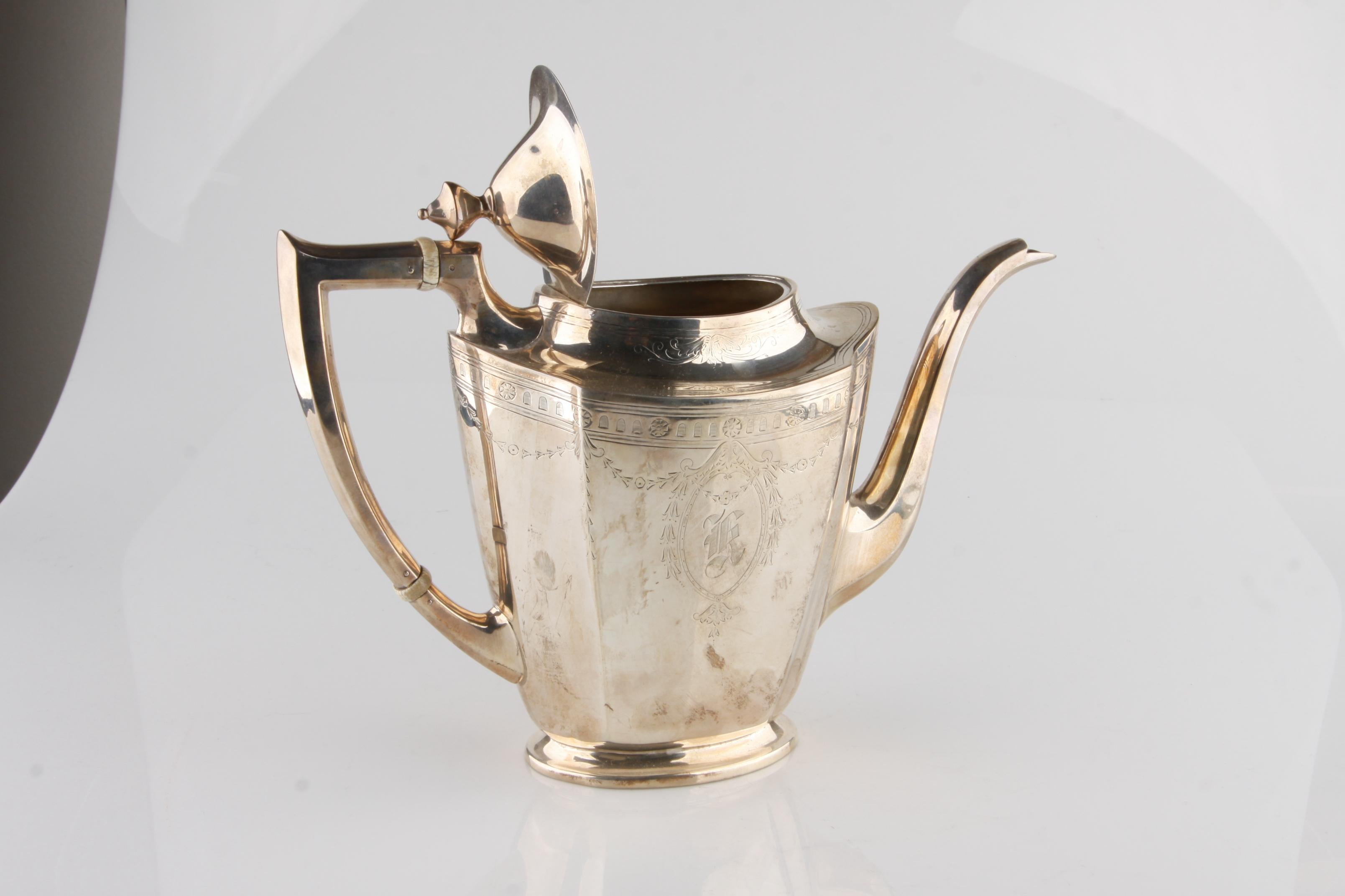 Modern Vintage International Silver Company Sterling Silver Coffee Pot and Sugar Bowl For Sale