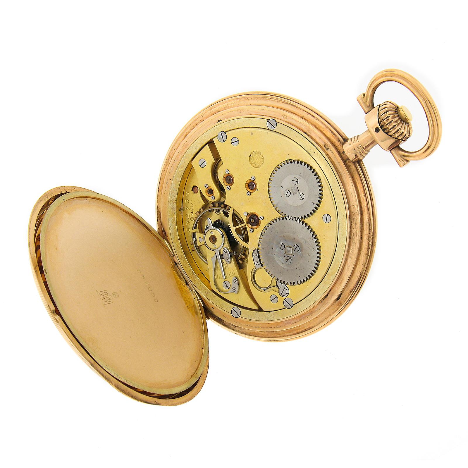 International Vintage International Watch Co. 14k Gelbgold Große Schweizer Vintage-Uhren im konzentrischen Design Hu im Zustand „Hervorragend“ im Angebot in Montclair, NJ