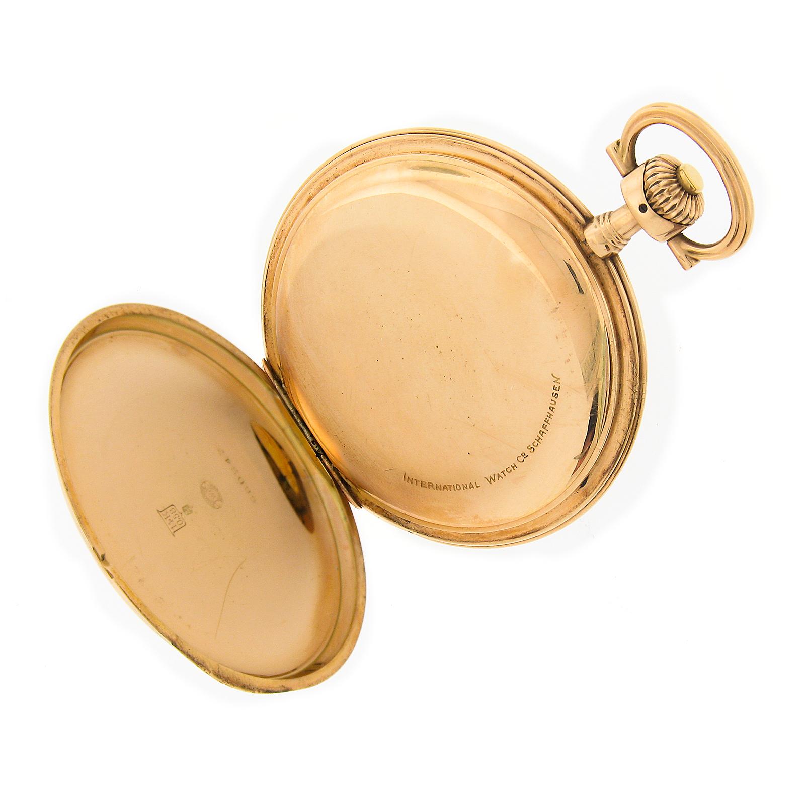 International Vintage International Watch Co. 14k Gelbgold Große Schweizer Vintage-Uhren im konzentrischen Design Hu für Damen oder Herren im Angebot