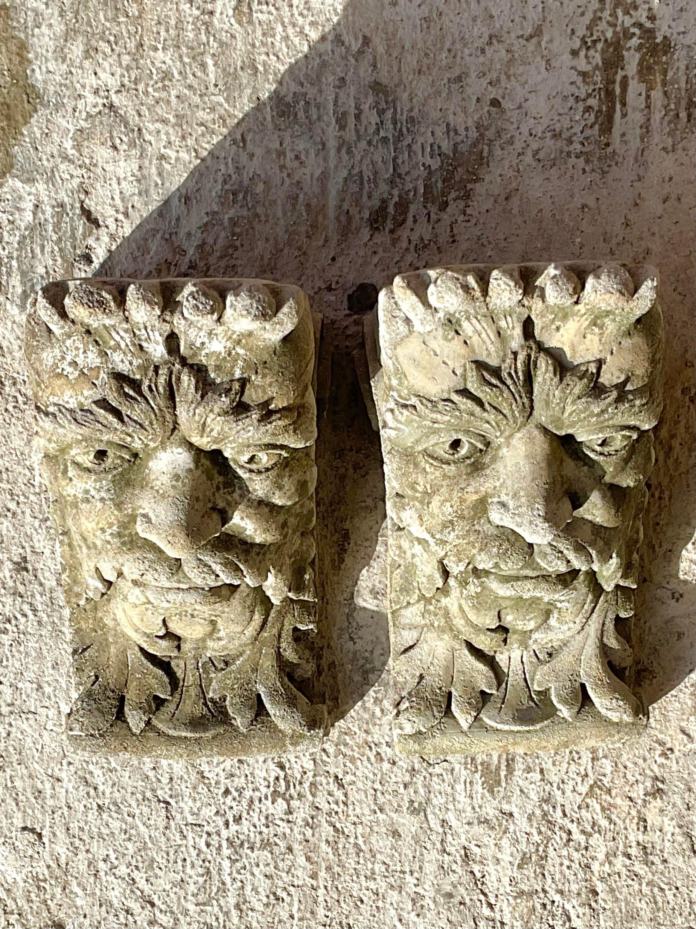 Vintage Intricate Cast Cement Wall Bracket Plinth - a Pair For Sale 3