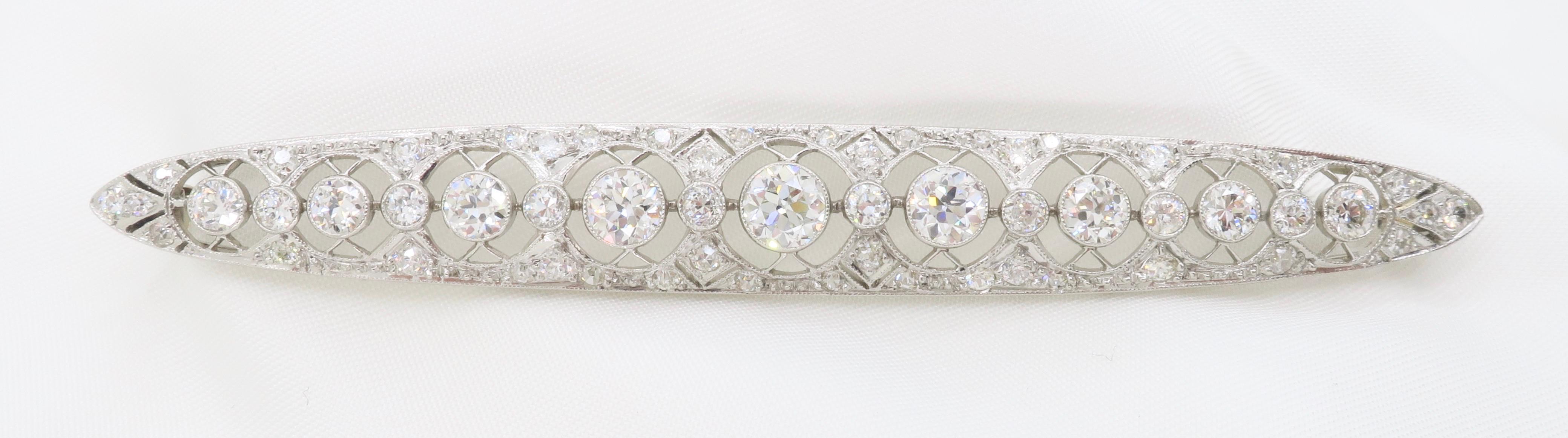 Vintage Intricate Diamond & Platinum Brooch  For Sale 6