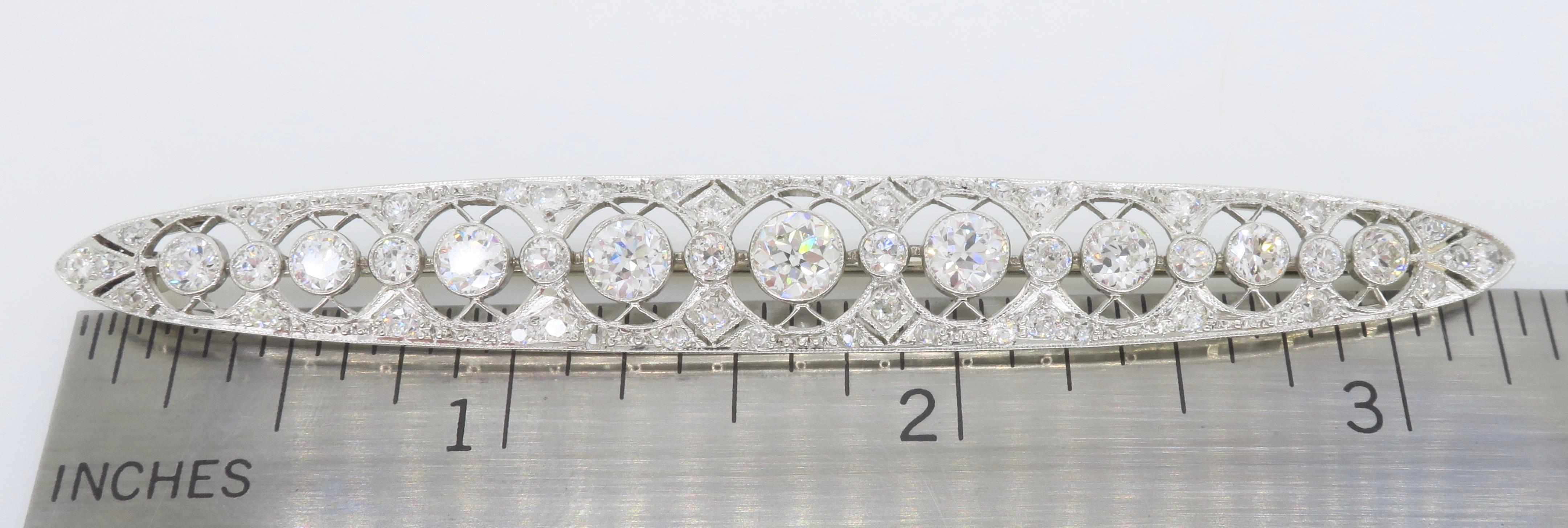 Vintage Intricate Diamond & Platinum Brooch  For Sale 7