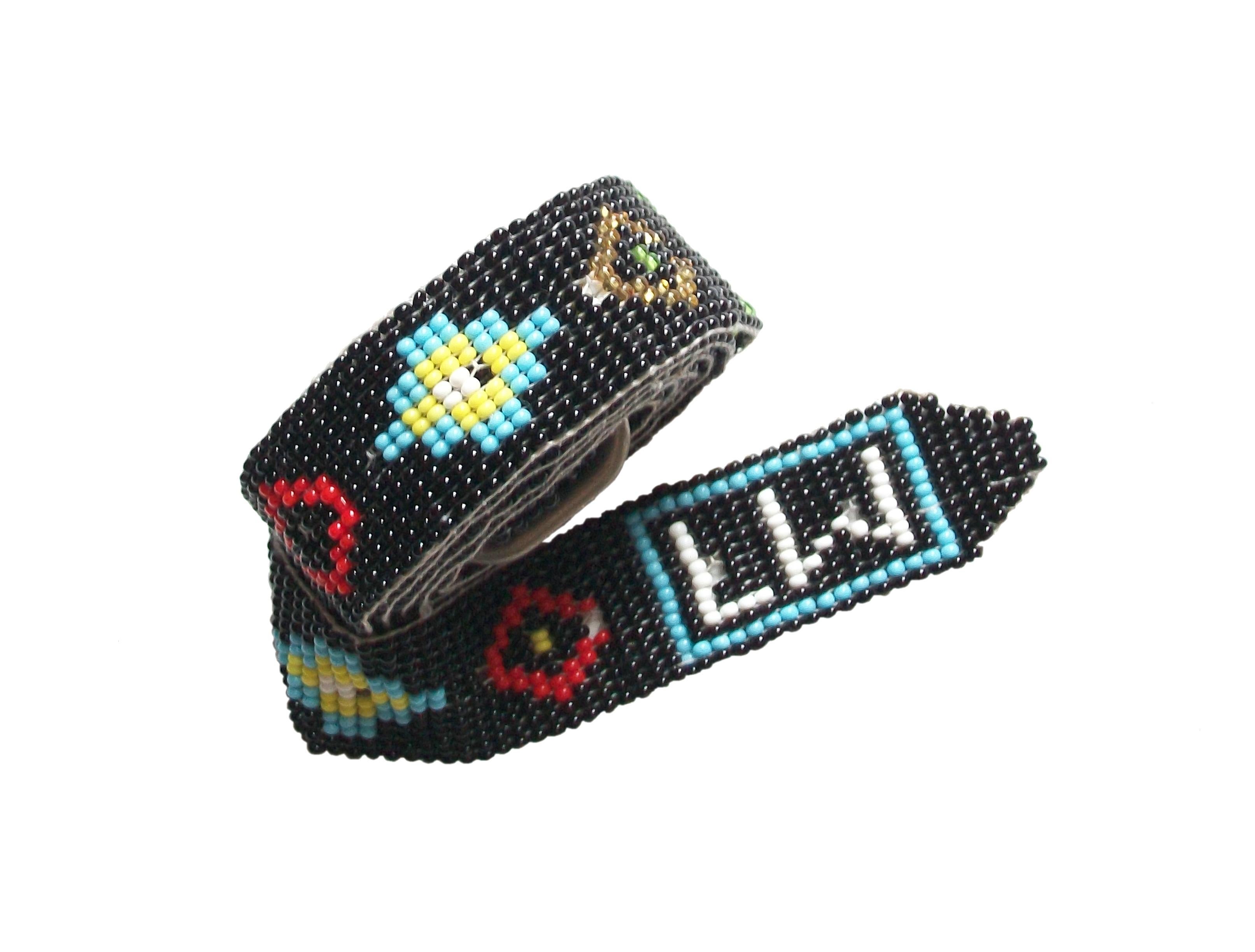 Vintage Inuit Beaded Belt, Signed, Canada, circa 1960's In Good Condition For Sale In Chatham, ON