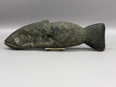 Vintage Inuit Hand Carved Soapstone Salmon, Mid 20th Century