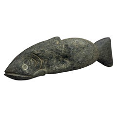Vintage Inuit Hand Carved Soapstone Salmon, Mid 20th Century