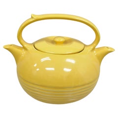 Retro Invento Products Hall China Yellow Art Deco Twin Spout Divided Tea Pot