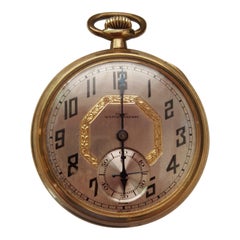 Vintage Ioco Watch Company Pocket Watch Gold-Plated, White Satin Finish Face