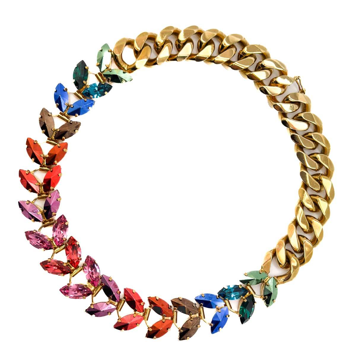 Donna Collana a catena con cristalli marquise Iosselliani vintage anni '80 in vendita