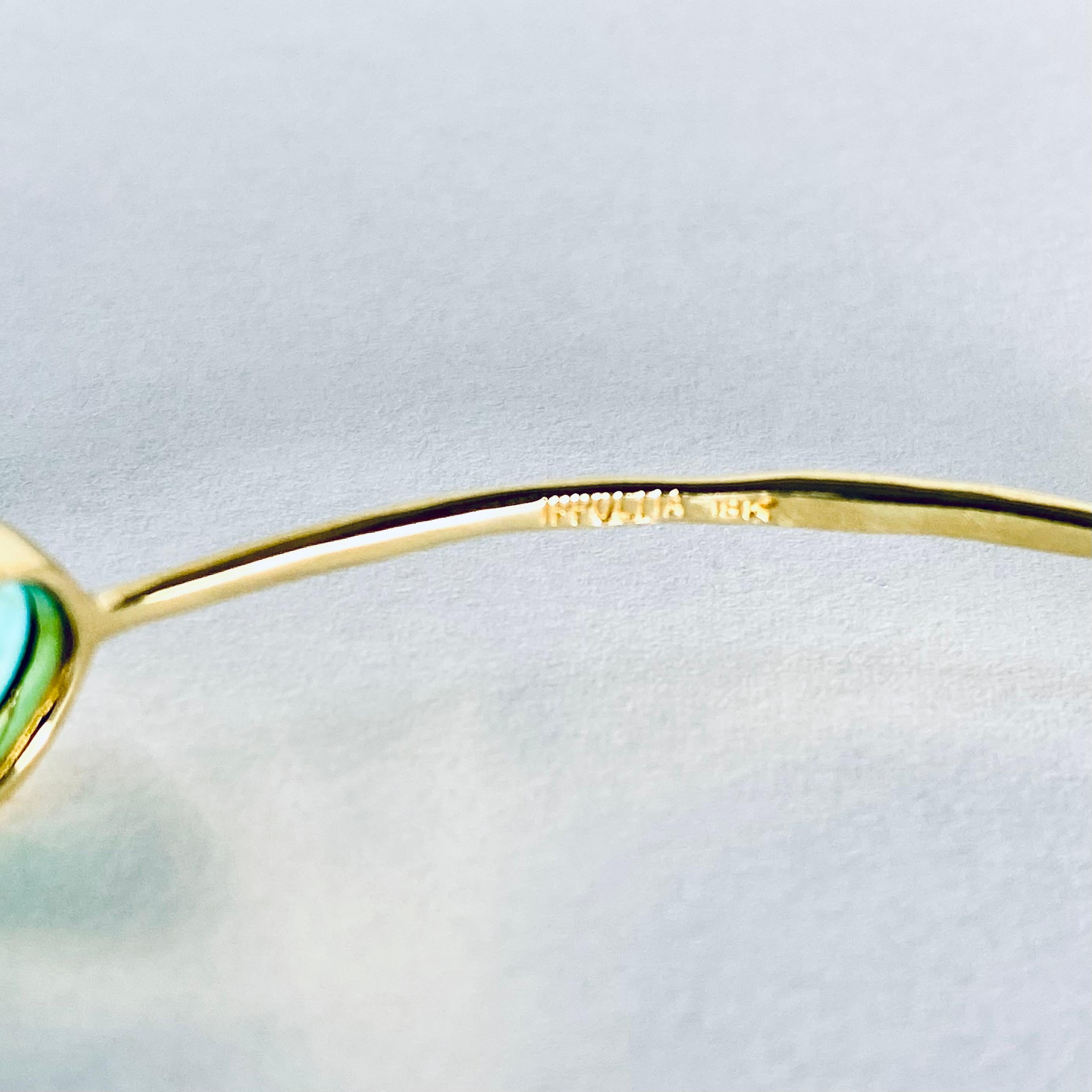 Vintage Ippolita 18K Gold Bangle Bracelet Irregular Circle Cabochon Turquoises In Good Condition In New York, NY