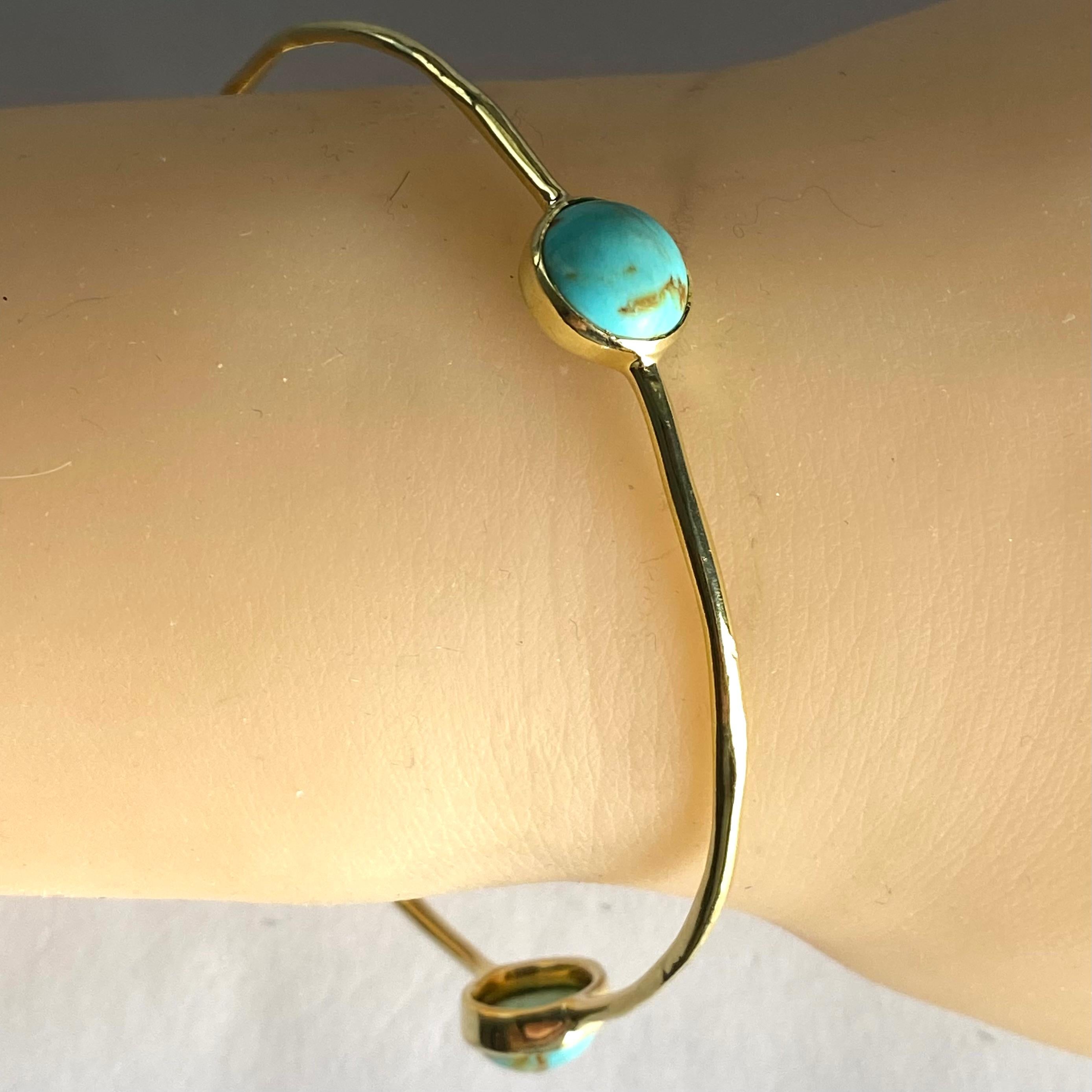 Women's Vintage Ippolita 18K Gold Bangle Bracelet Irregular Circle Cabochon Turquoises