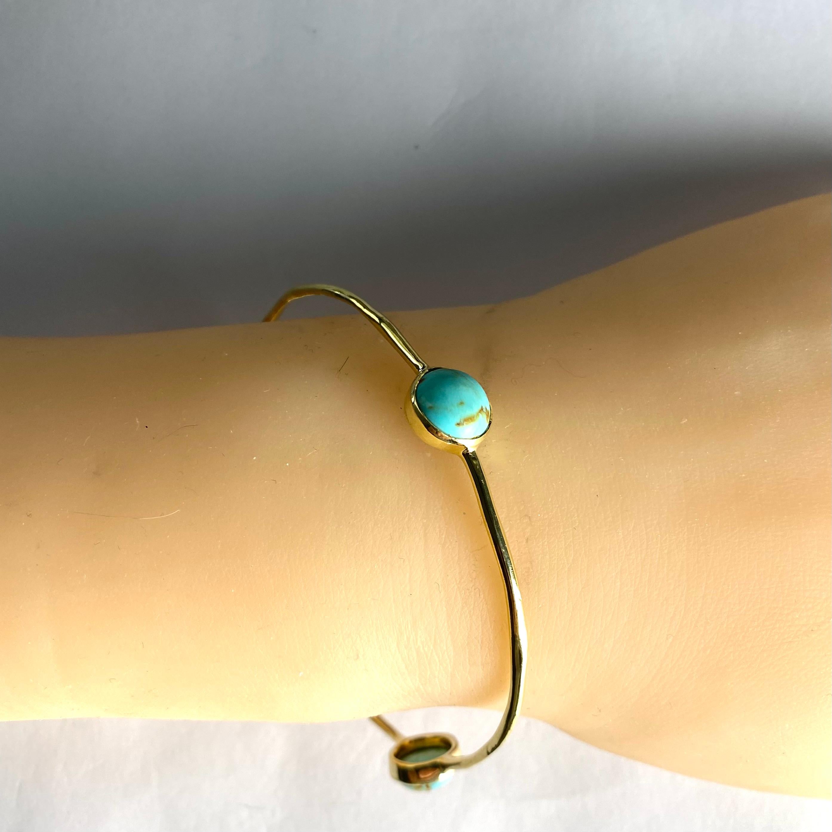 Vintage Ippolita 18K Gold Bangle Bracelet Irregular Circle Cabochon Turquoises 1