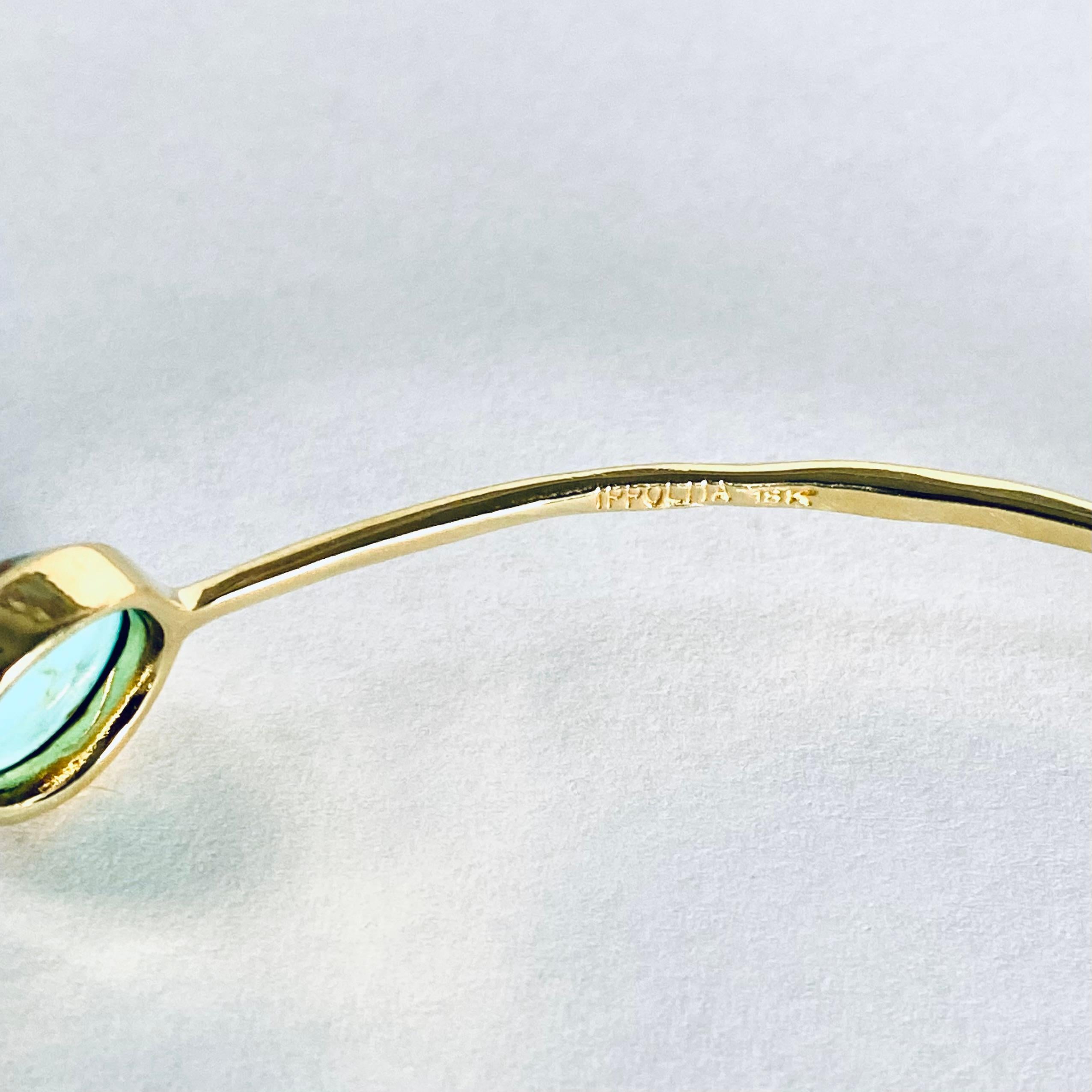 Vintage Ippolita 18K Gold Bangle Bracelet Irregular Circle Cabochon Turquoises 3