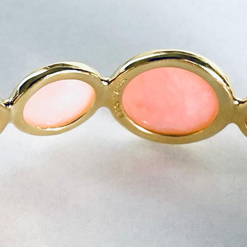 Contemporary Vintage Ippolita 18K Gold Cabochon Rose Quartz Lollipop Bangle Bracelet