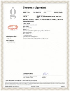 Ippolita Bracelet jonc vintage en or 18 carats avec cabochon de quartz rose