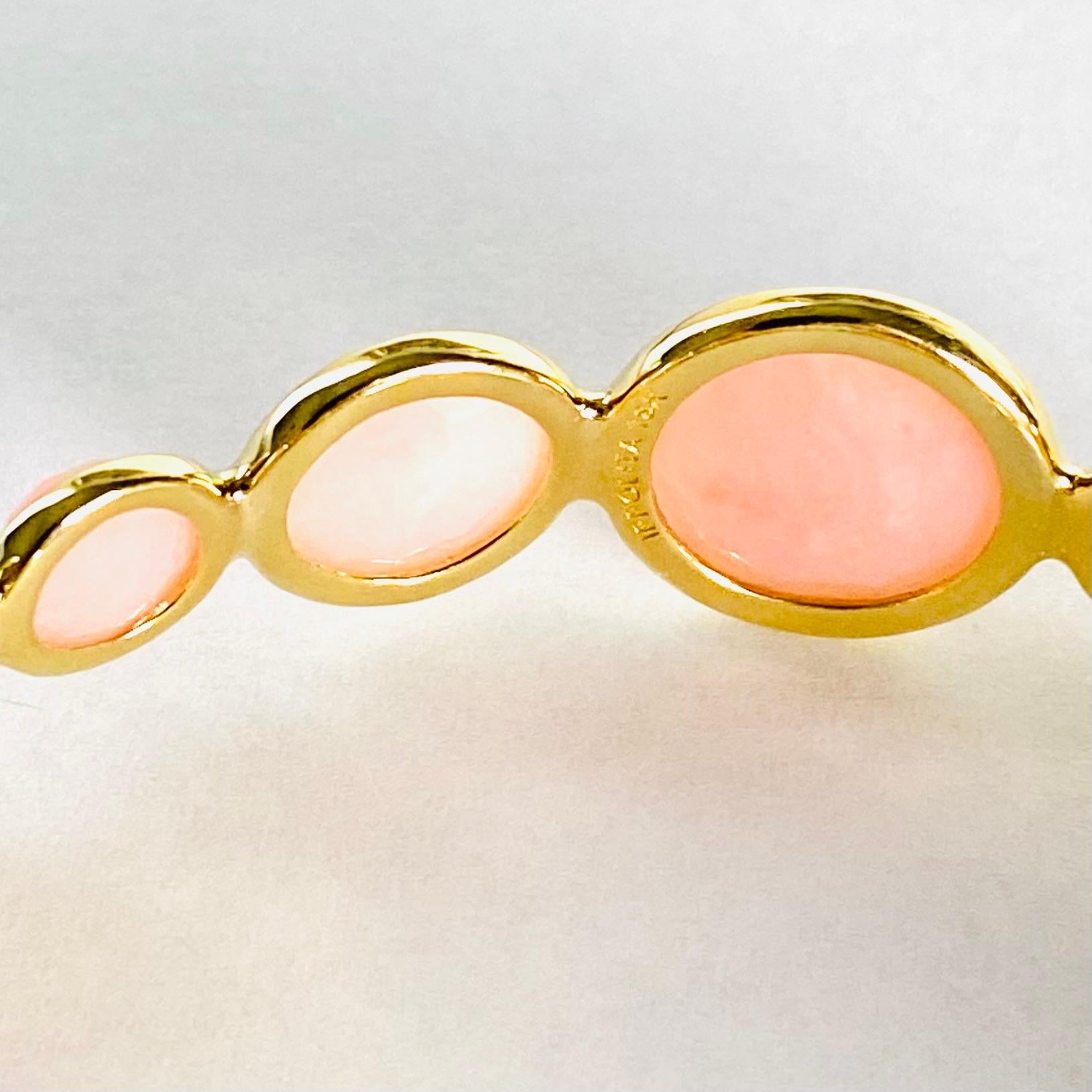 Vintage Ippolita 18K Gold Cabochon Rose Quartz Lollipop Bangle Bracelet 1