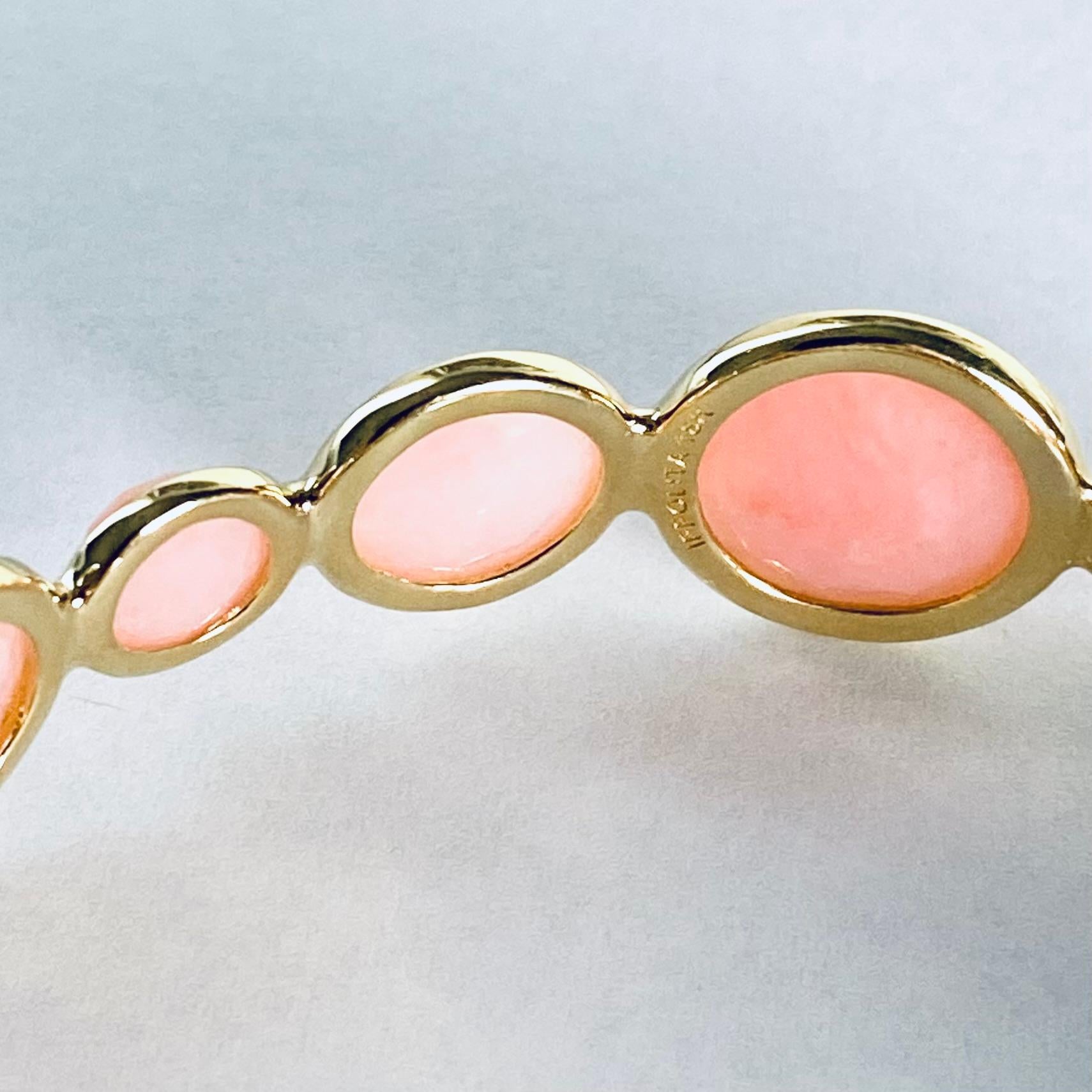 Vintage Ippolita 18K Gold Cabochon Rose Quartz Lollipop Bangle Bracelet 3