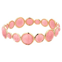 Vintage Ippolita 18K Gold Cabochon Rose Quartz Lollipop Bangle Bracelet