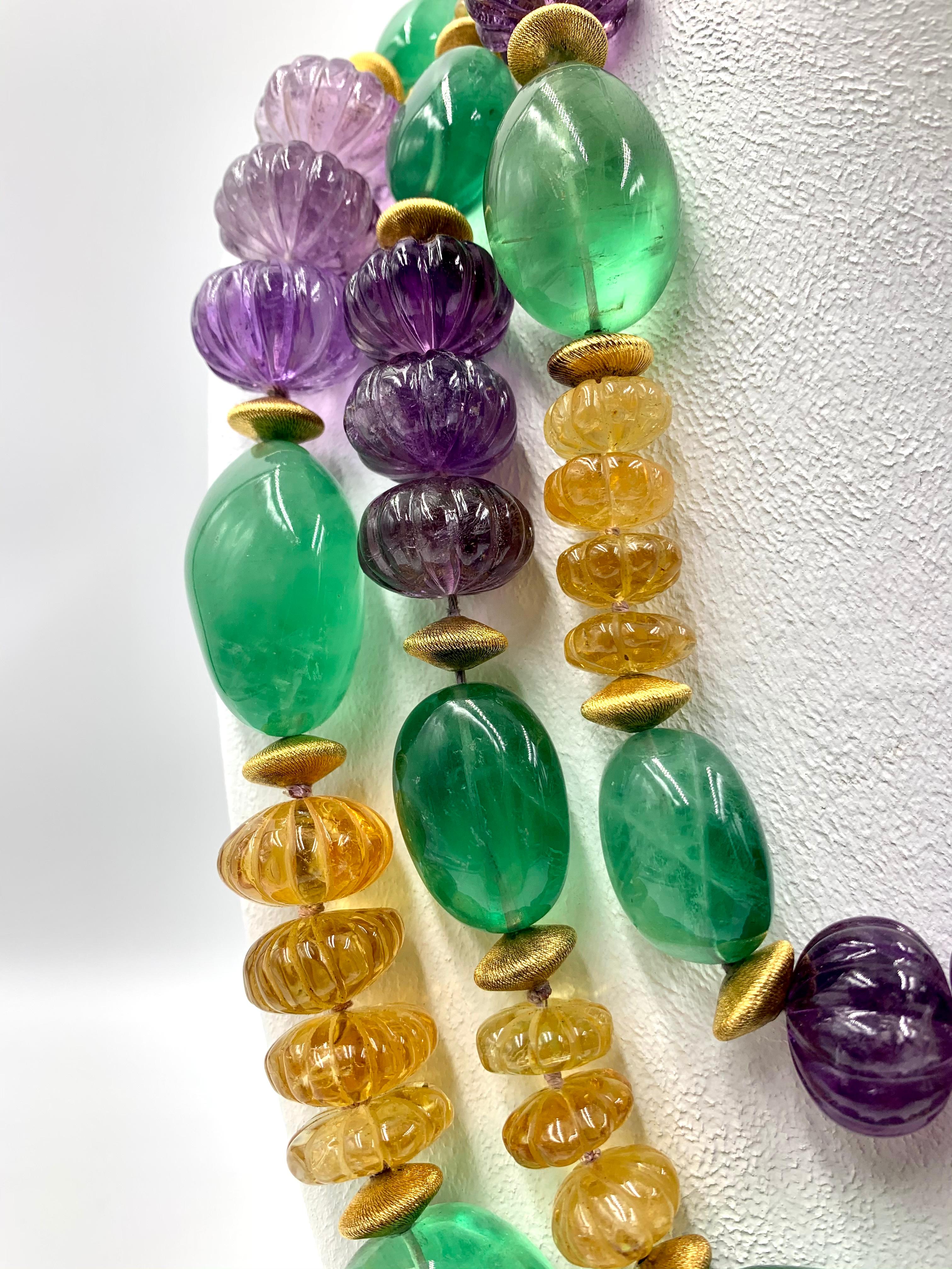 Women's Vintage Iradj Moini Amethyst, Citrine, Fluorite and Gold-Plated Bead Necklace