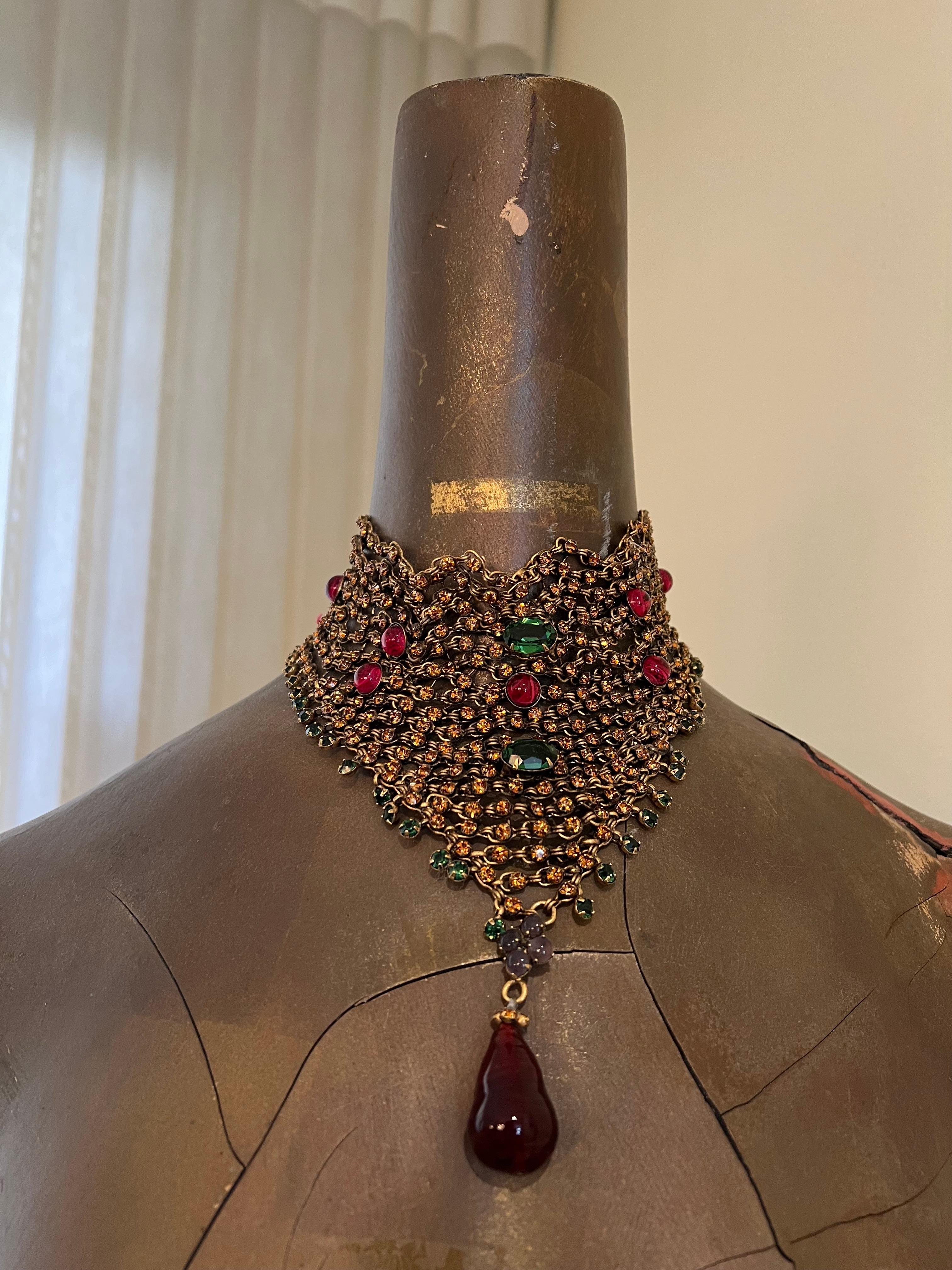 Vintage Iradj Moini Mughal Style Jeweled Choker In Excellent Condition In Palm Springs, CA