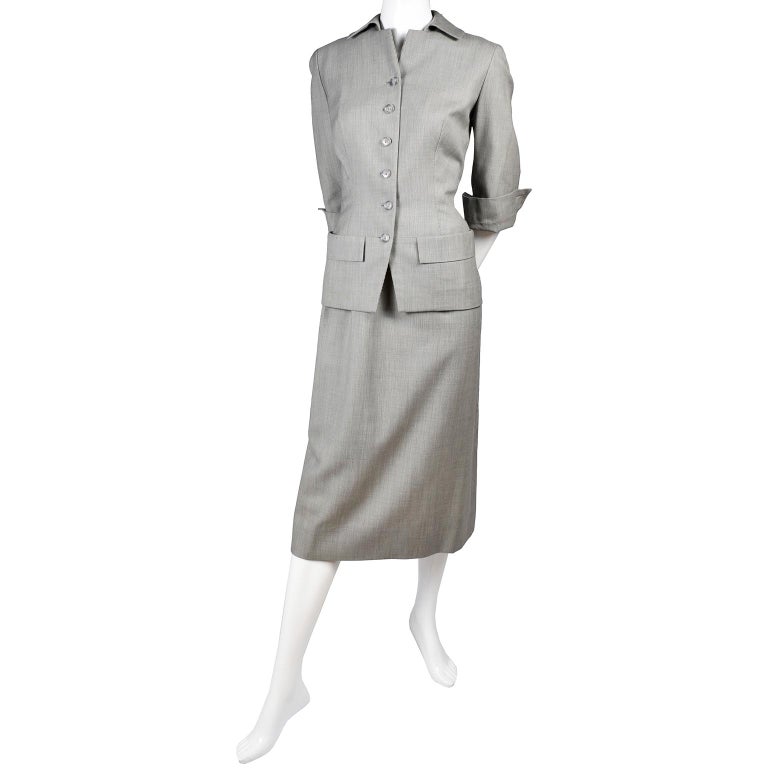 Vintage Irene Lentz 1950s Gray 2 Pc Skirt Suit Exclusively for Gunther ...