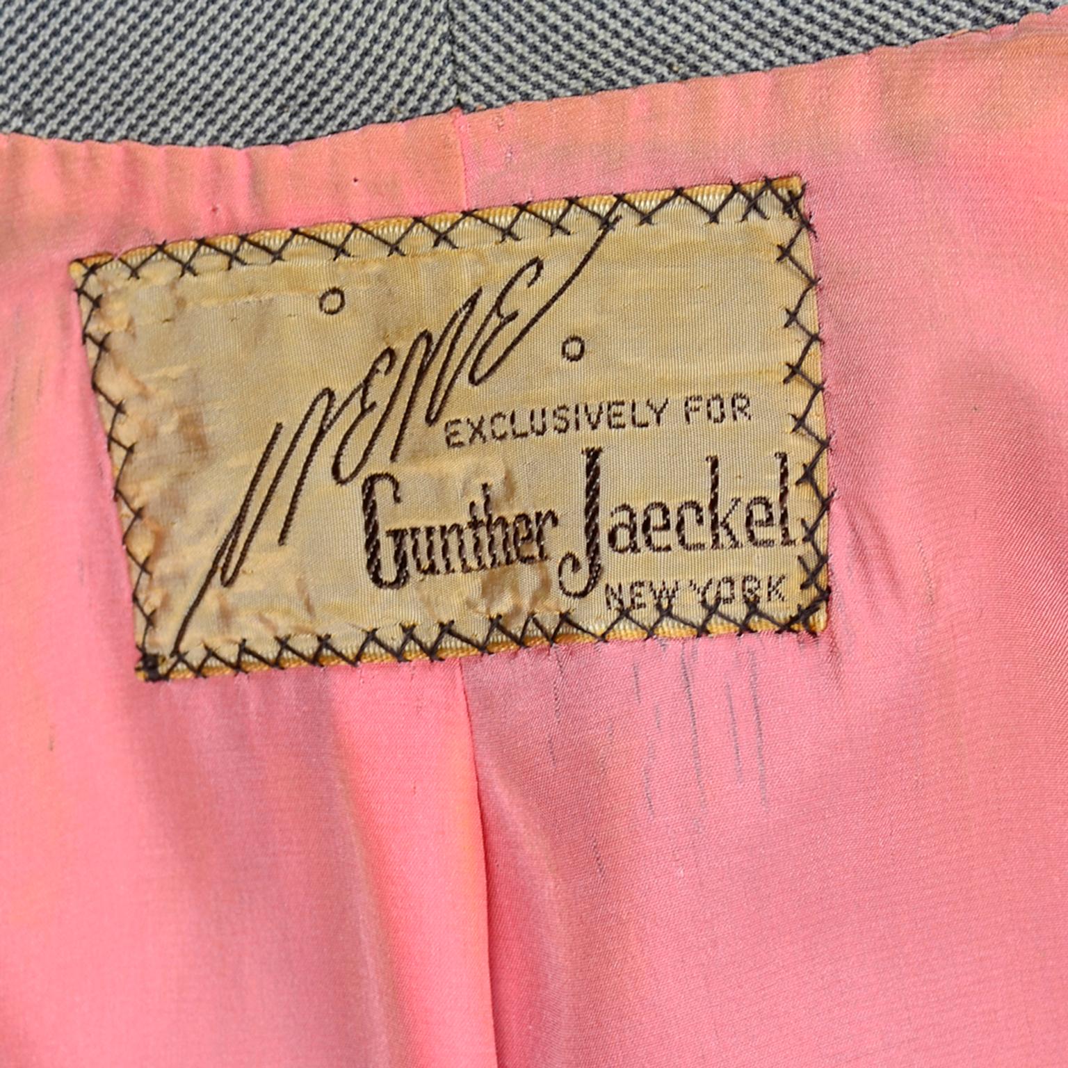 Vintage Irene Lentz 1950s Gray 2 Pc Skirt Suit Exclusively for Gunther Jaeckel 1