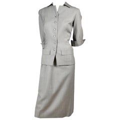 Vintage Irene Lentz 1950s Gray 2 Pc Skirt Suit Exclusively for Gunther Jaeckel