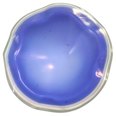 Used Iridescent Cornflower Blue and White Murano Glass Trinket Bowl - Ashtray