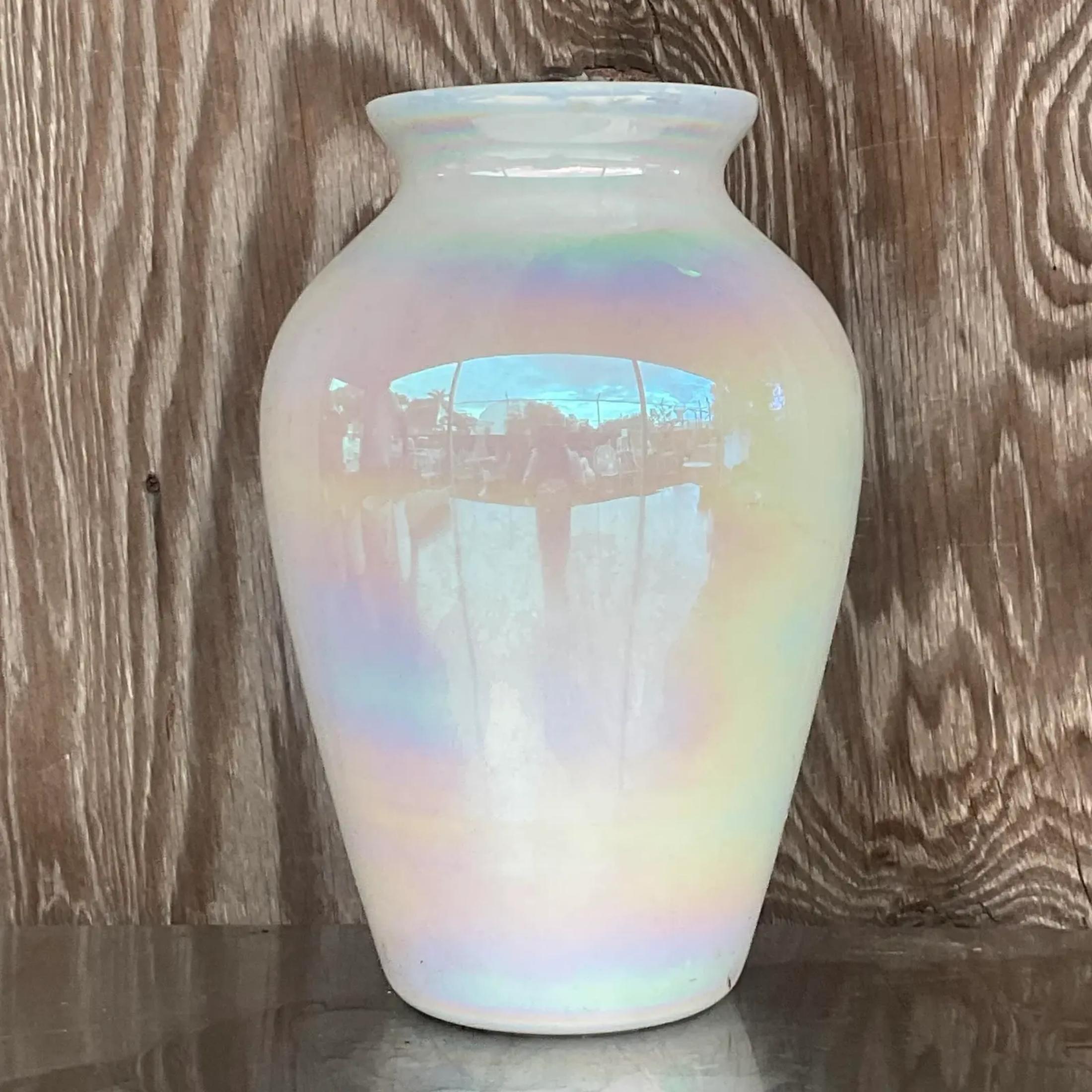 20th Century Vintage Iridescent Glass Vase For Sale