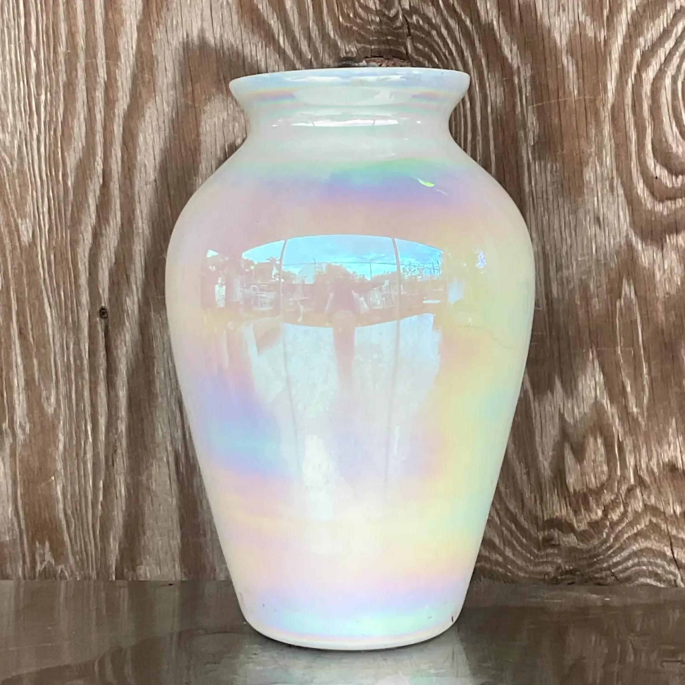 Vintage Iridescent Glass Vase For Sale 1