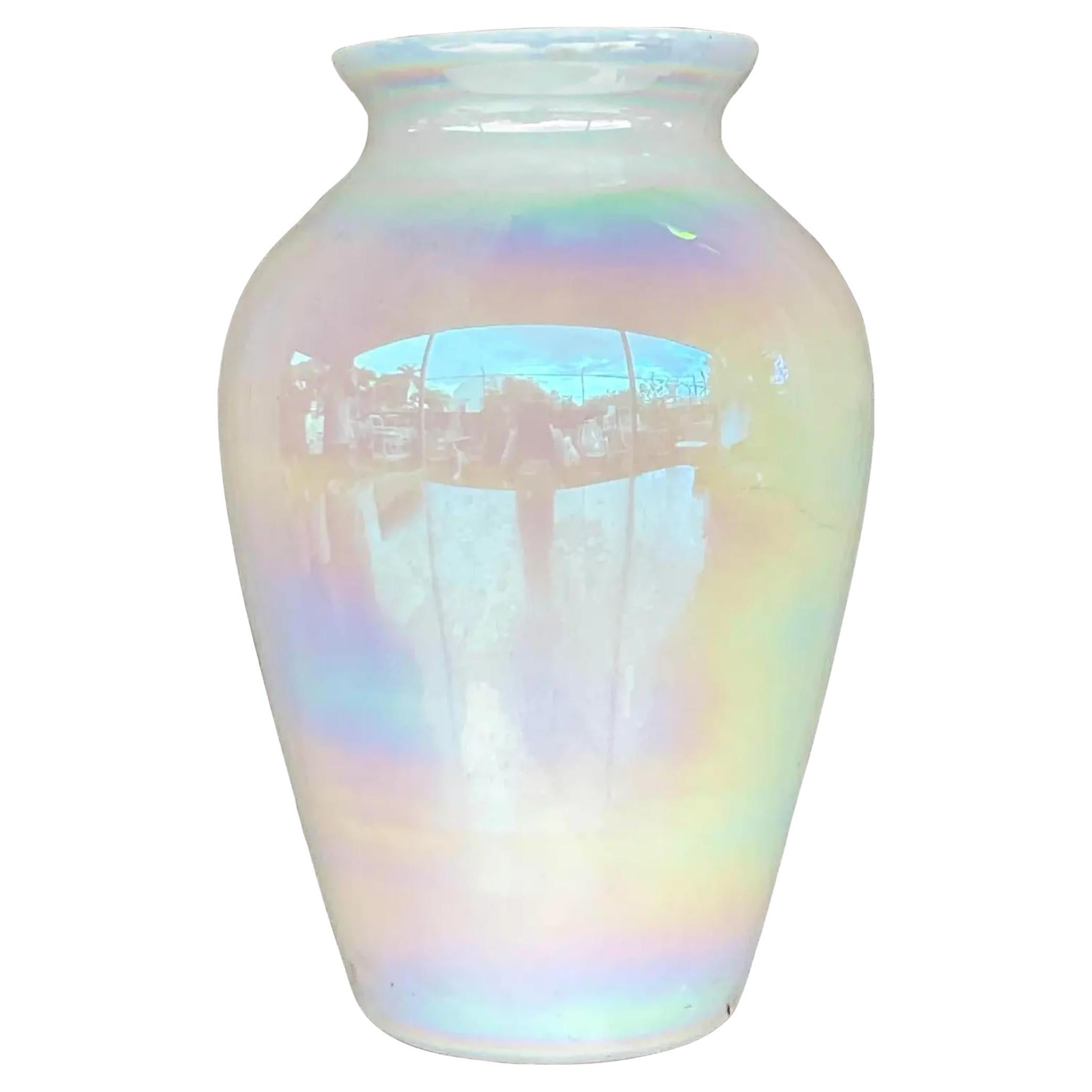 Vintage Iridescent Glass Vase For Sale