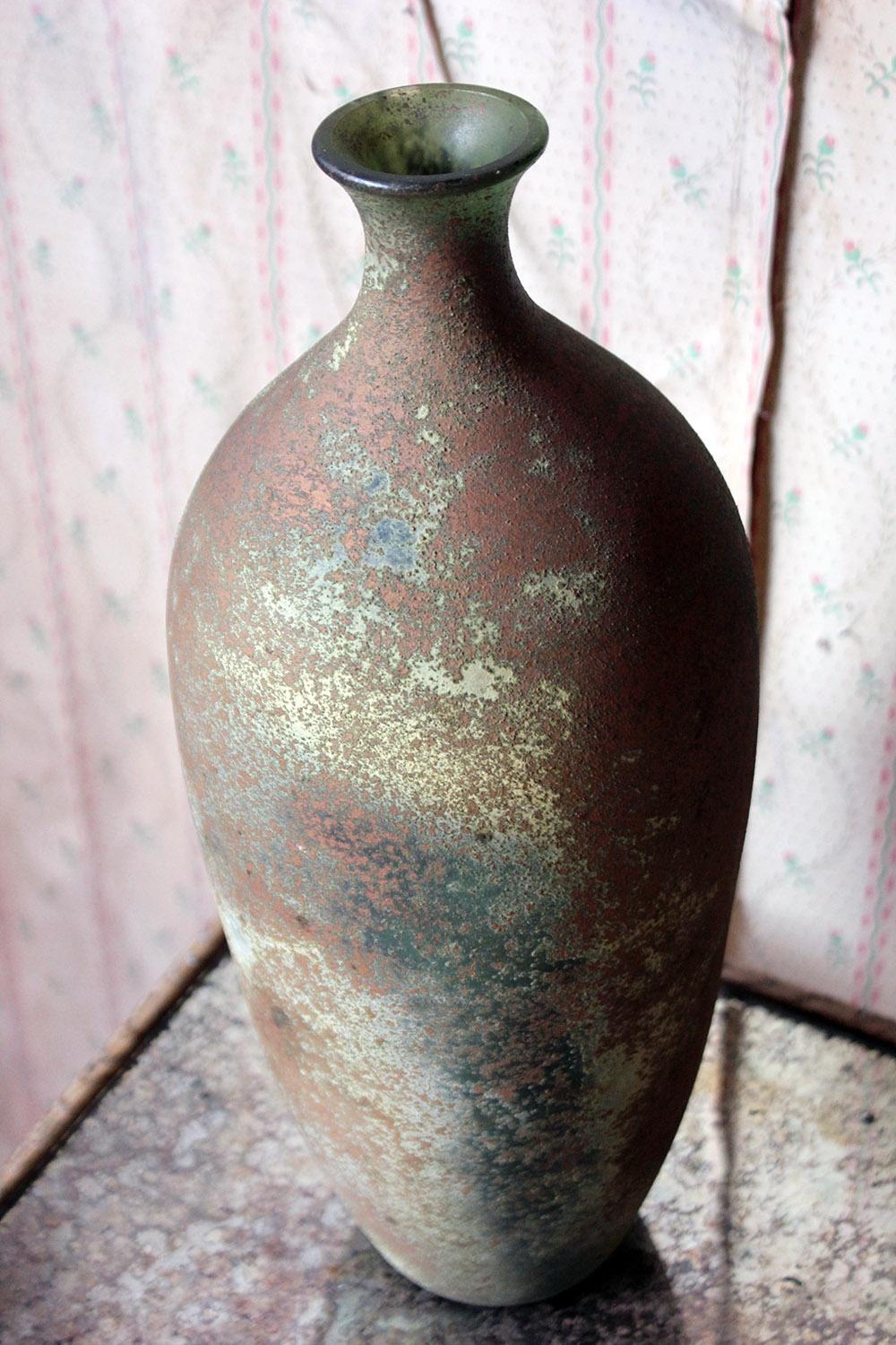 Vintage Iridescent Green Glass Vase Circa 1960 At 1stdibs