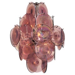 Vintage Iridescent Magenta Murano Glass Chandelier