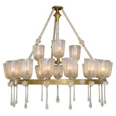 Vintage Iridescent Murano Chandelier by Toso