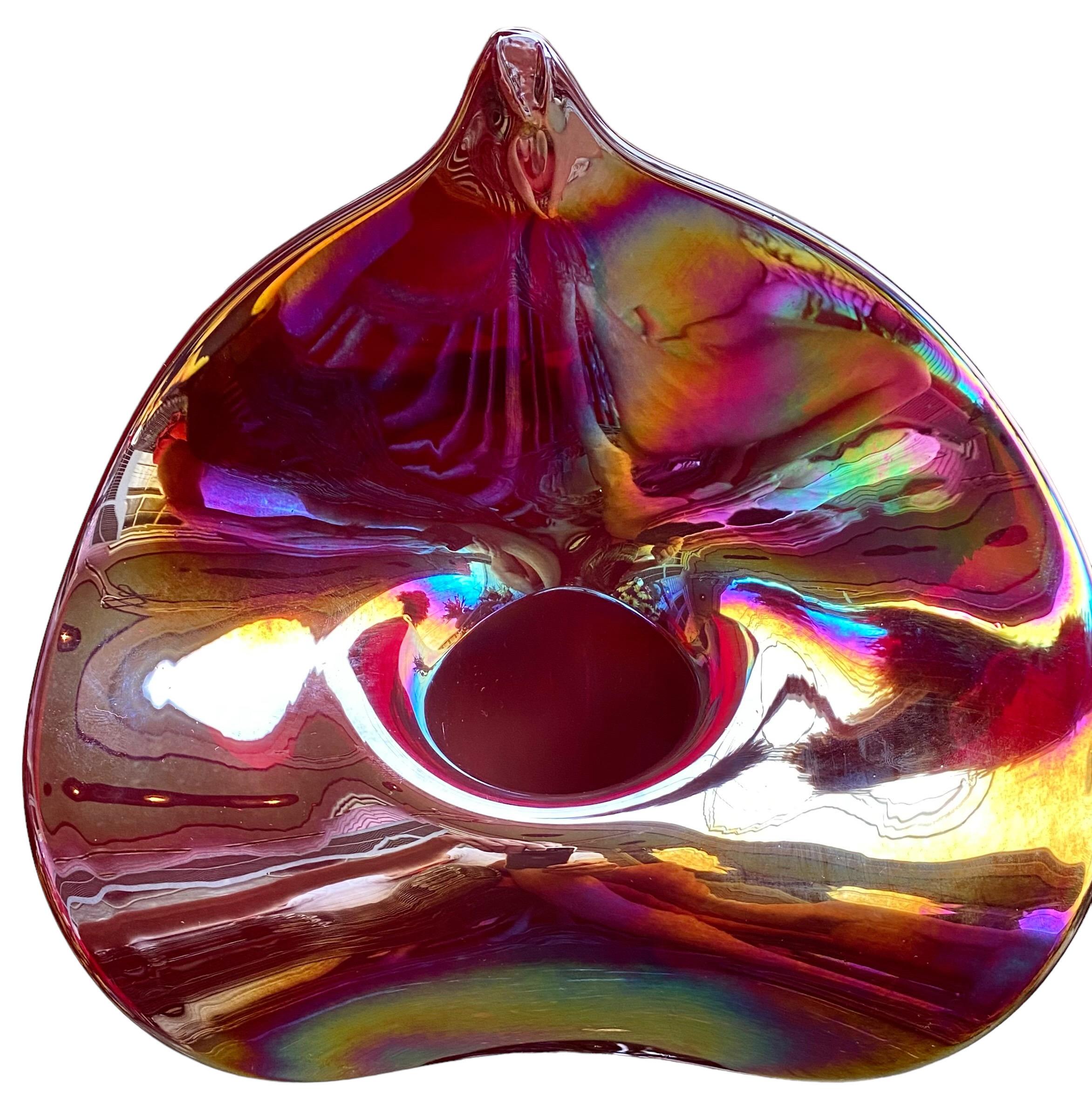 Vintage Iridescent Studio Art Glass Jack in the Pulpit Vase In Good Condition In New Orleans, LA