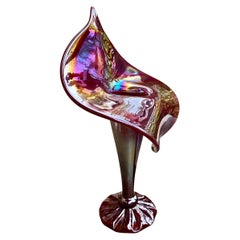 Vintage - Iridescent Studio Art Glass - Jack in the Pulpit Vase