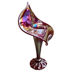 Vintage Iridescent Studio Art Glass Jack in the Pulpit Vase 