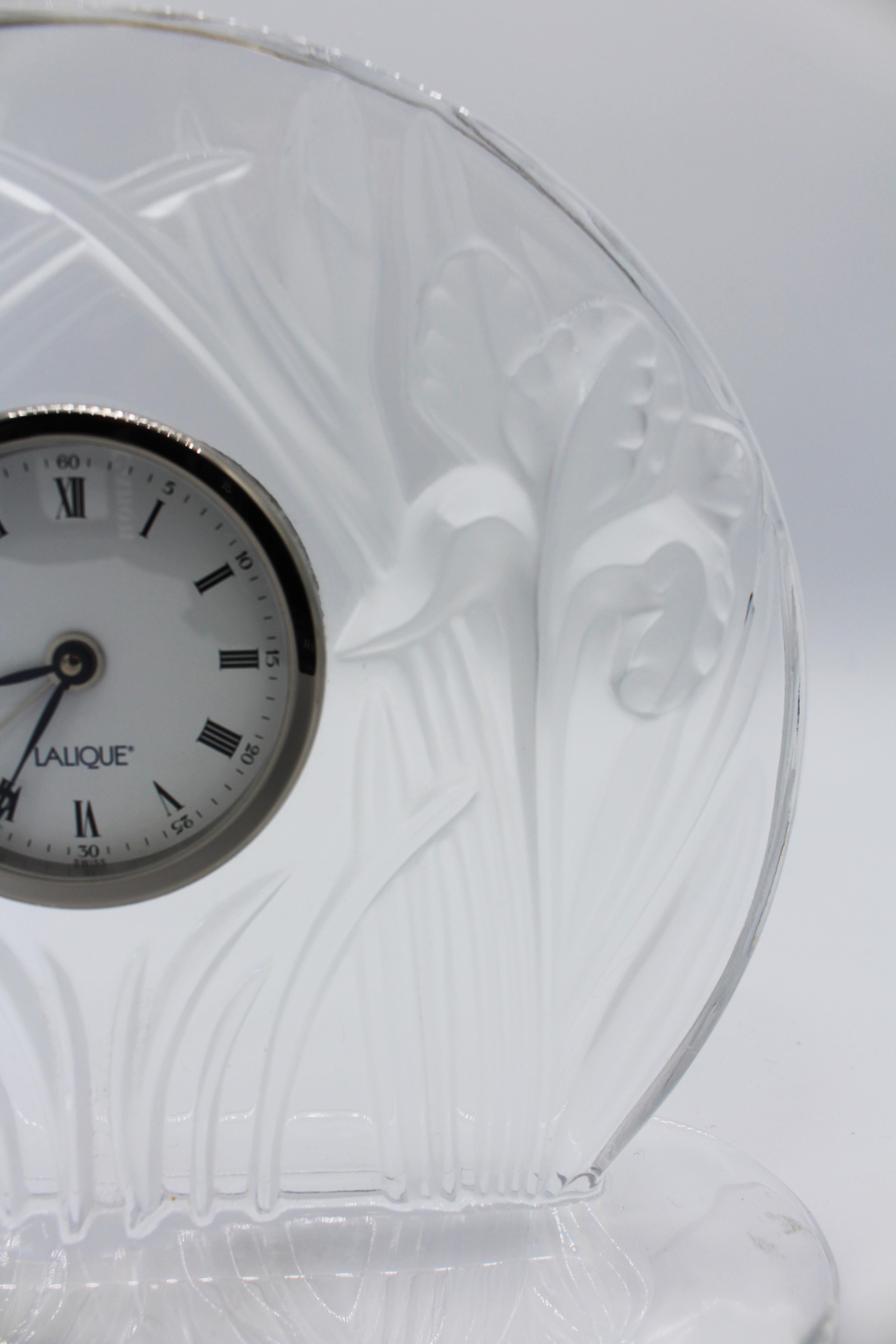 20th Century Vintage Iris Table Clock by Lalique
