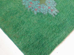 Vintage Irish Arts & Crafts Emerald Carpet By C.F.A. Voysey (Fragment)