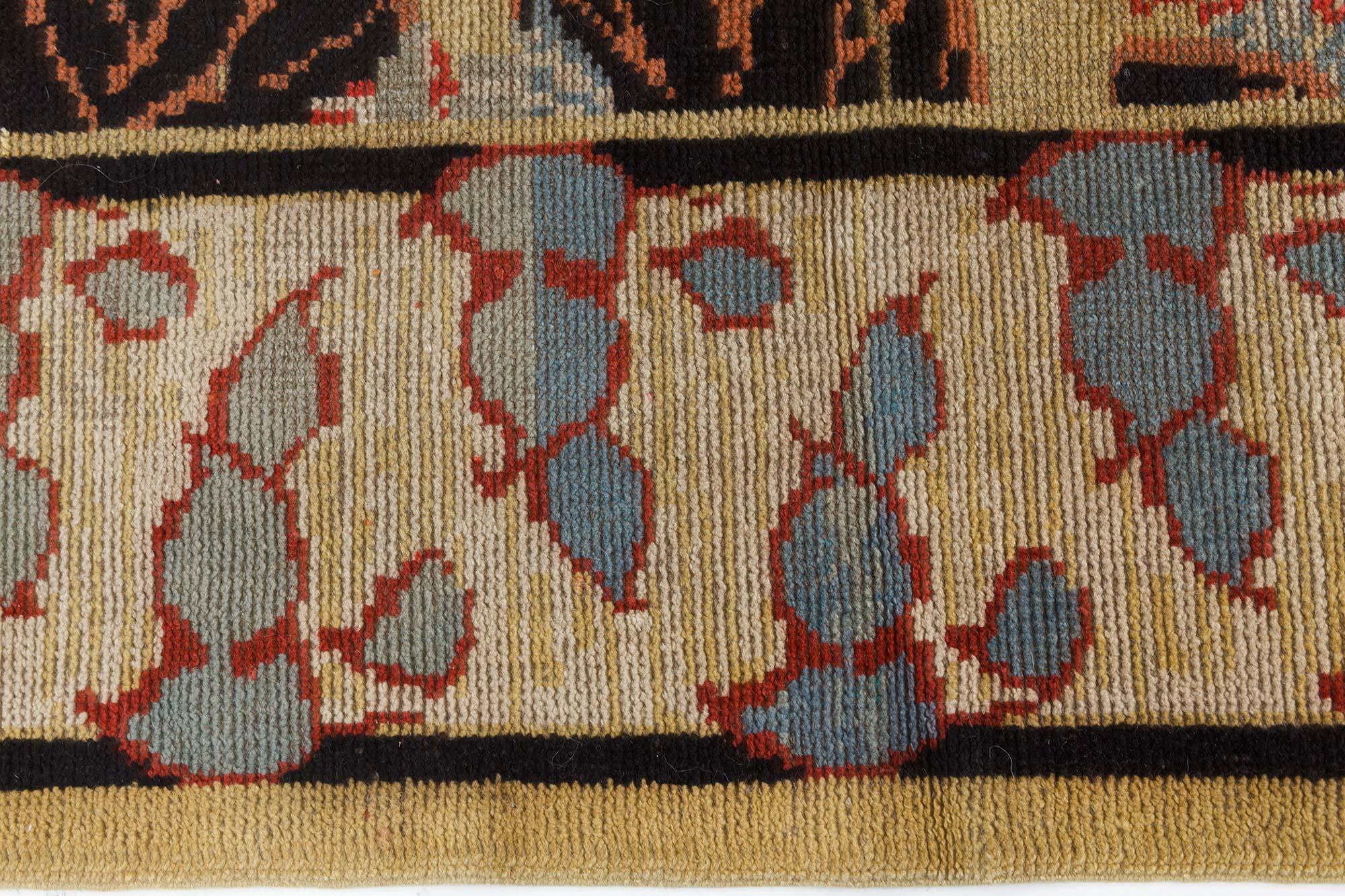 Northern Irish Vintage Irish Botanic Hand Knotted Wool Carpet For Sale